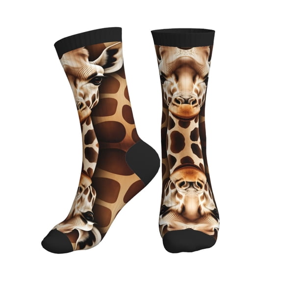 Women's Men's Dark Giraffe Print Colorful Novelty Pattern Crew Athletic Socks