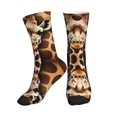 thumbnail image 1 of Women's Men's Dark Giraffe Print Colorful Novelty Pattern Crew Athletic Socks, 1 of 7