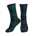 thumbnail image 1 of Women's Men's Deep Blue & Green Plaid Colorful Novelty Pattern Crew Athletic Socks, 1 of 7
