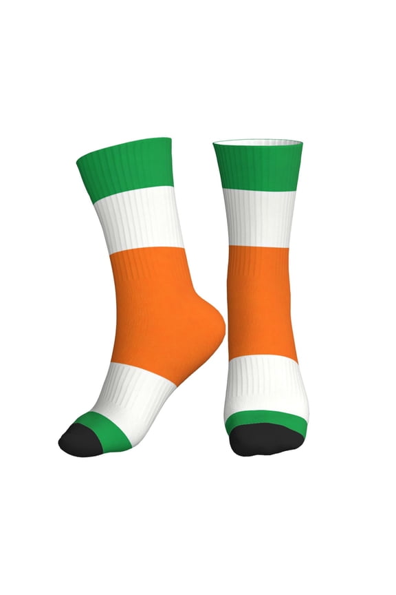 Women's Men's Flag Of Ireland Colorful Novelty Pattern Crew Athletic Socks