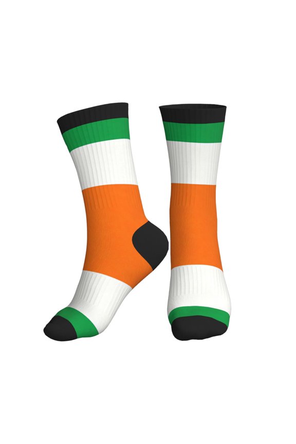 Women's Men's Flag Of Ireland Colorful Novelty Pattern Crew Athletic Socks