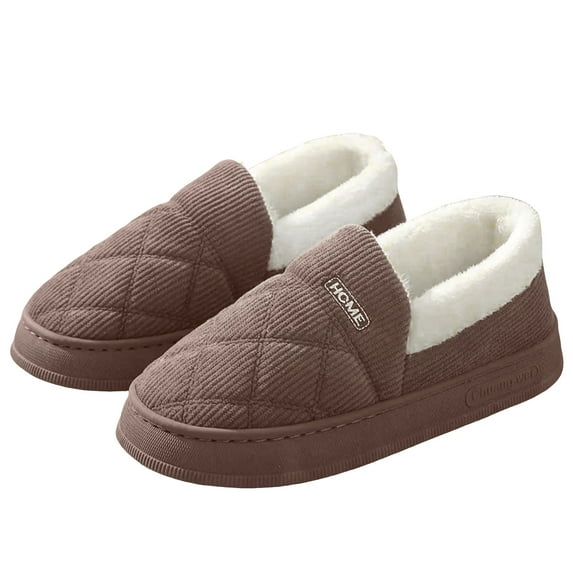 Women's Men's Fuzzy Memory Foam Slippers Closed Back Cordurory Bedroom House Shoes Winter Warm Indoor Ourdoor Slip on Booties