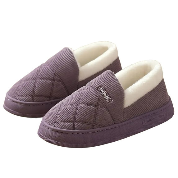 Women's Men's Fuzzy Memory Foam Slippers Closed Back Cordurory Bedroom House Shoes Winter Warm Indoor Ourdoor Slip on Booties