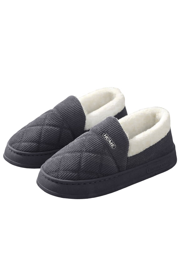 Women's Men's Fuzzy Slippers Memory Foam Moccasins Closed Back Plush Bedroom Slip on Winter Warm House Shoes