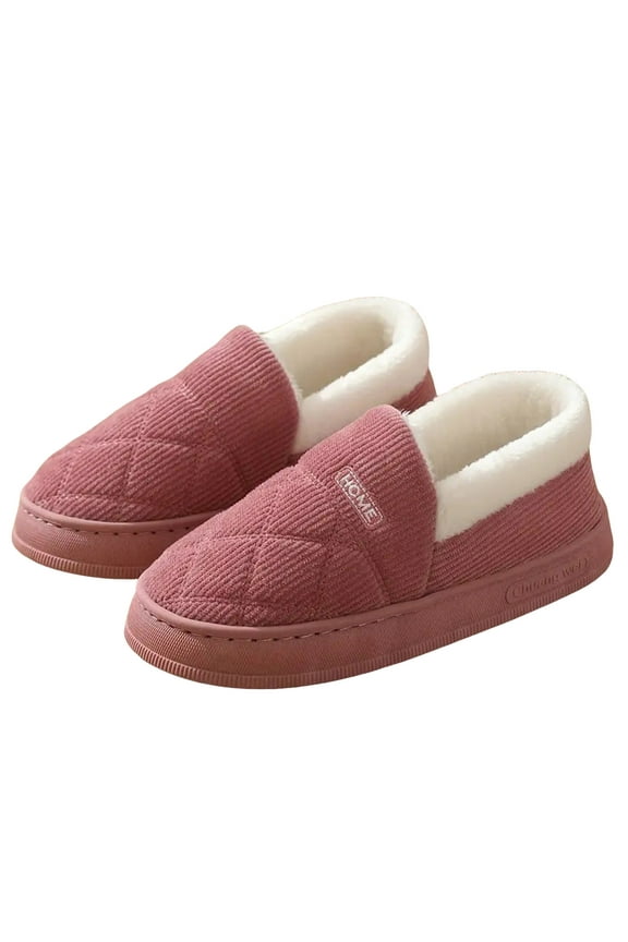 Women's Men's Fuzzy Slippers Memory Foam Moccasins Closed Back Plush Bedroom Slip on Winter Warm House Shoes
