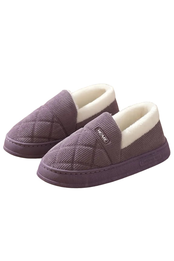 Women's Men's Fuzzy Slippers Memory Foam Moccasins Closed Back Plush Bedroom Slip on Winter Warm House Shoes