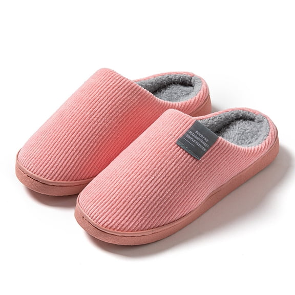 Women's Men's Fuzzy Slippers with Fleece Lined Cozy Warm Rubble Sole Non Slip Memory Foam House Shoes for Guest Spa