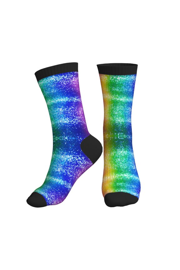 Women's Men's Glitter Live Colorful Novelty Pattern Crew Athletic Socks