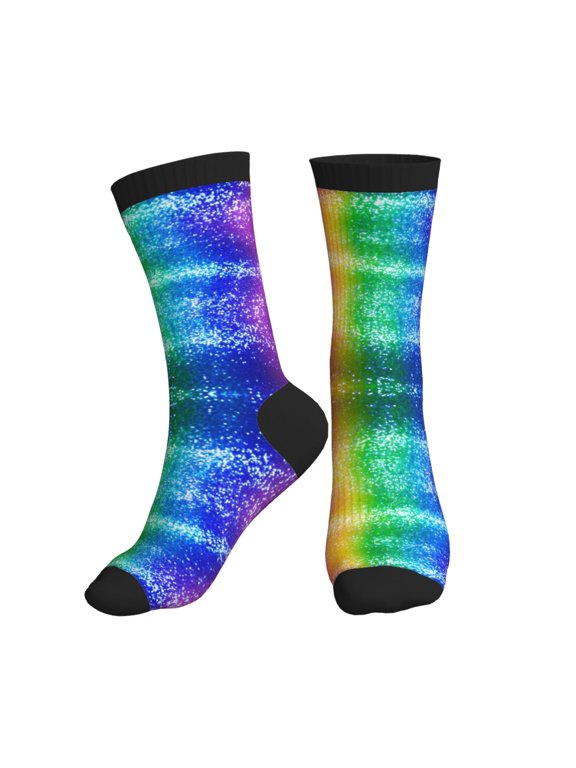 Women's Men's Glitter Live Colorful Novelty Pattern Crew Athletic Socks