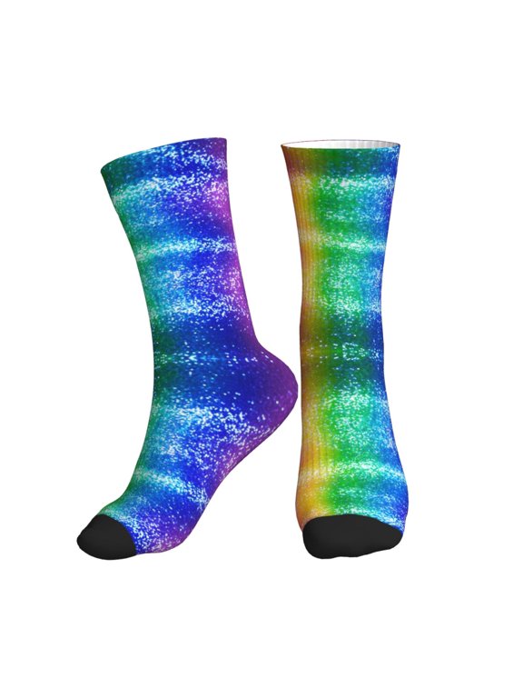 Women's Men's Glitter Live Colorful Novelty Pattern Crew Athletic Socks
