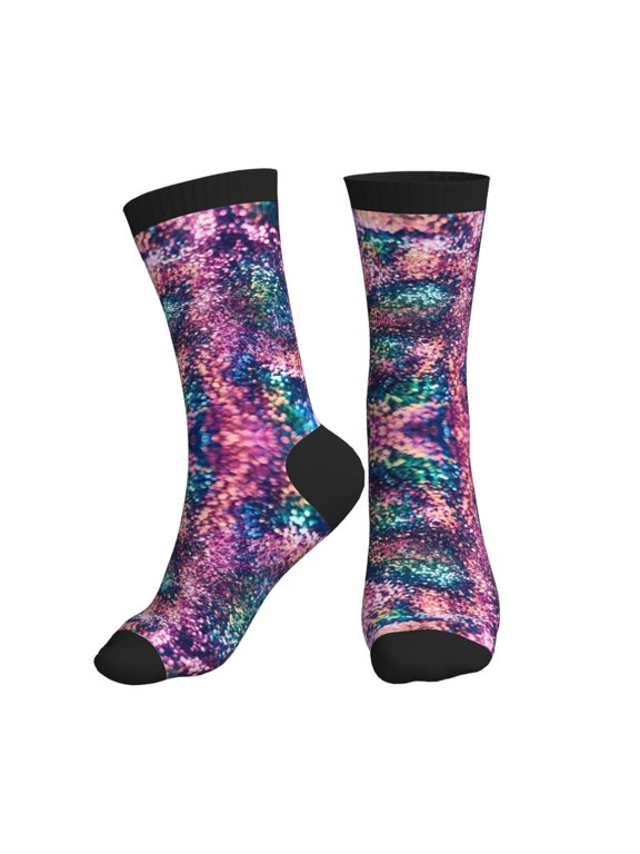 Women's Men's Glitter Sparkles Colorful Novelty Pattern Crew Athletic Socks
