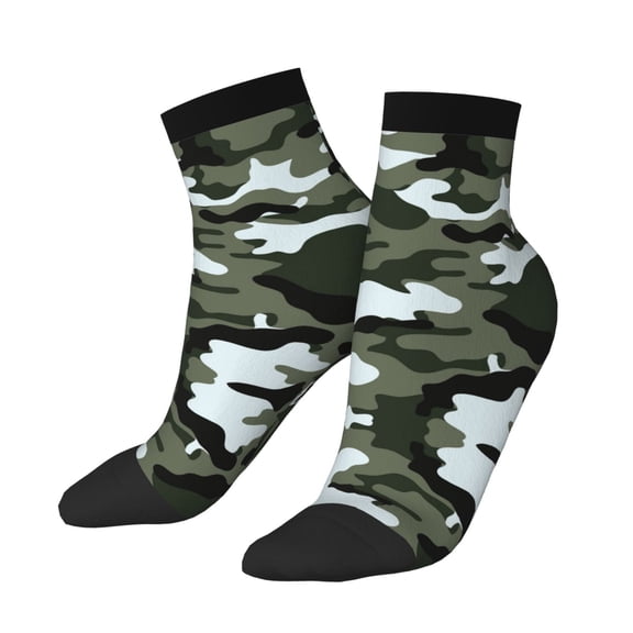 Women's Men's Gray Camouflage Print Lightweight Ventilation Quarter Ankle Socks