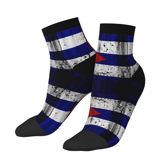 Women's Men's Grunge Cuban Flag Lightweight Ventilation Quarter Ankle Socks