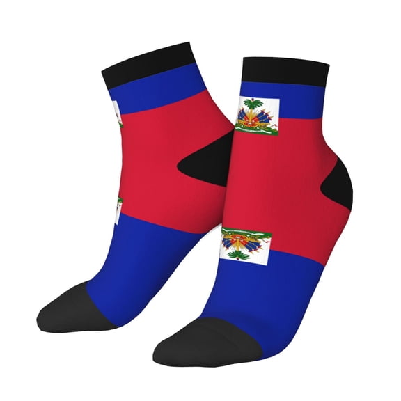 Women's Men's Haiti Flag Lightweight Ventilation Quarter Ankle Socks