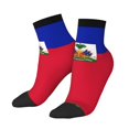 thumbnail image 1 of Women's Men's Haitian Flag Lightweight Ventilation Quarter Ankle Socks, 1 of 7