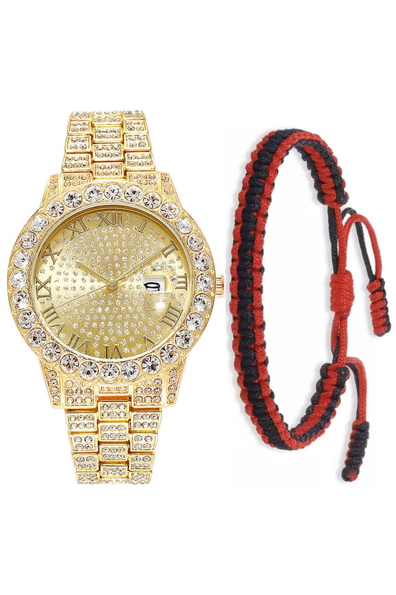 Women's Men's Hip Hop Wrist Watch Unisex Crystal Rhinestone Watch Iced Out Watch