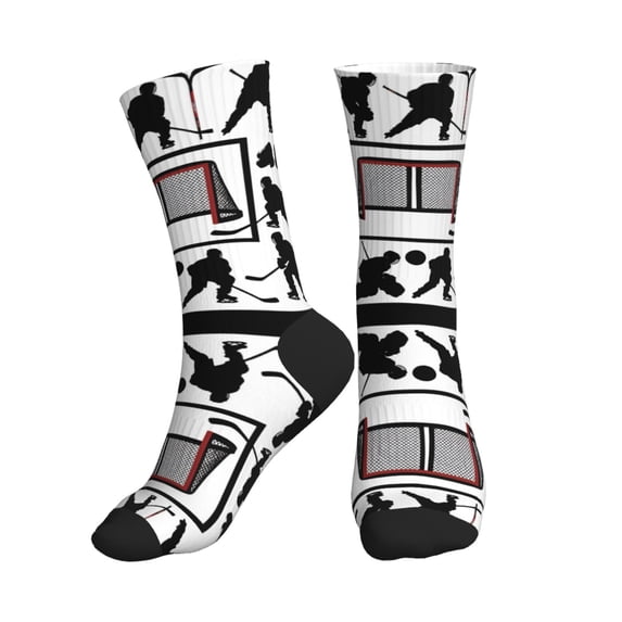 Women's Men's Hockey Player Colorful Novelty Pattern Crew Athletic Socks