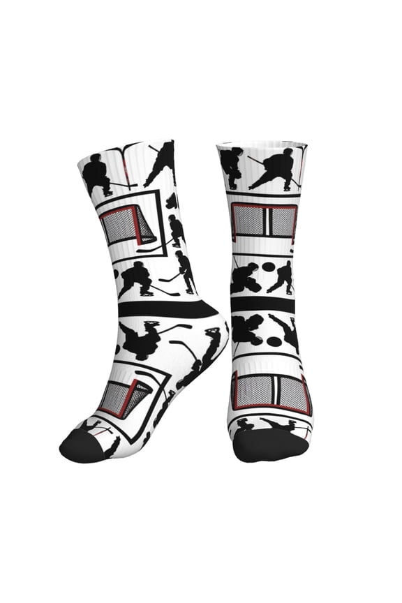 Women's Men's Hockey Player Colorful Novelty Pattern Crew Athletic Socks