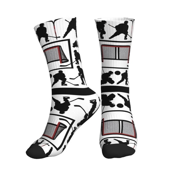 Women's Men's Hockey Player Colorful Novelty Pattern Crew Athletic Socks