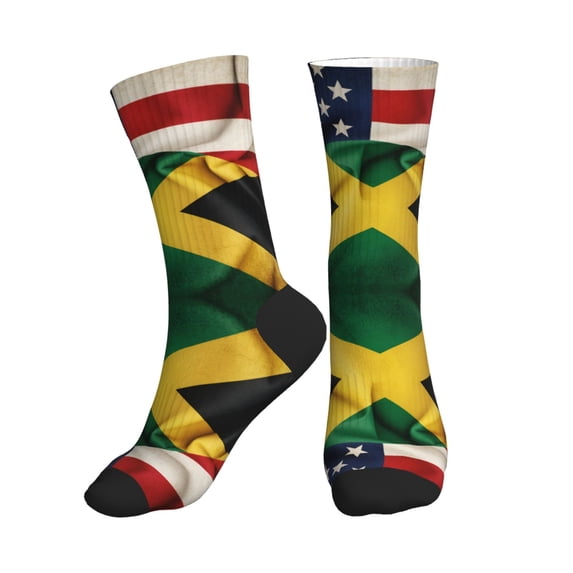 Women's Men's Jamaica America Colorful Novelty Pattern Crew Athletic Socks