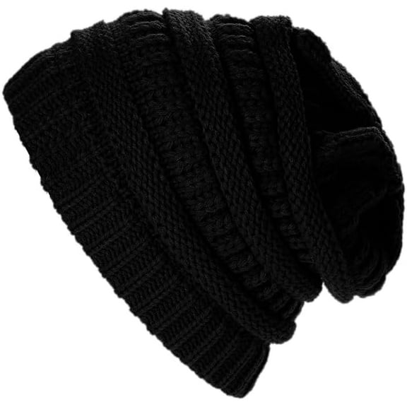 Women's Men's Knitted Beanie Hat Skull Thick Fleece Lined Winter Cap