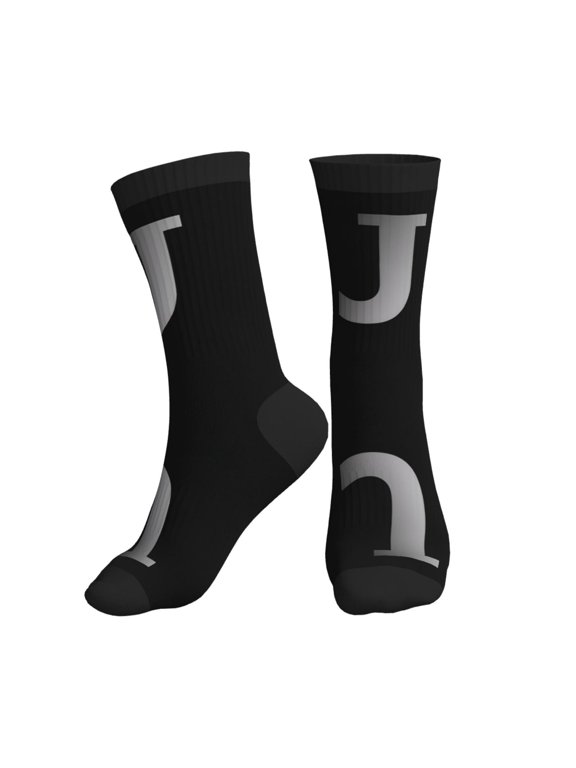Women's Men's Letter J Logo Colorful Novelty Pattern Crew Athletic Socks