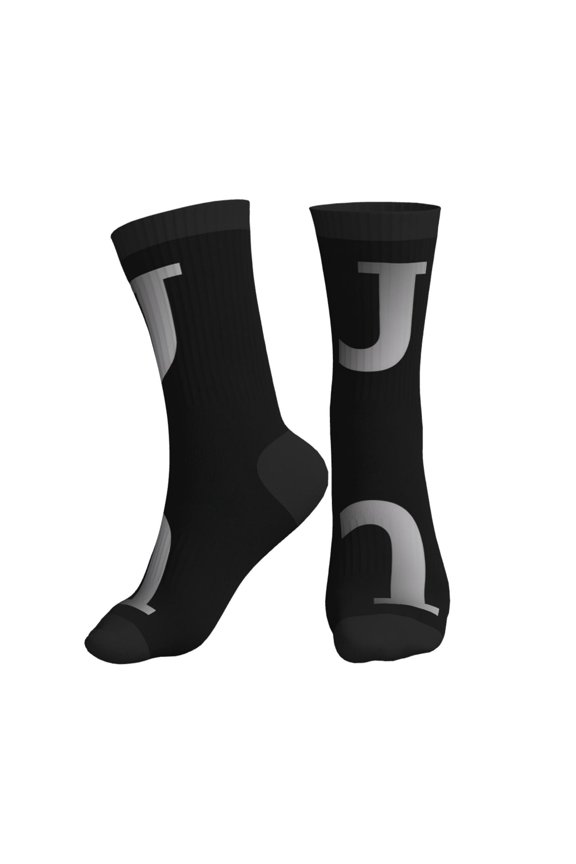 Women's Men's Letter J Logo Colorful Novelty Pattern Crew Athletic Socks