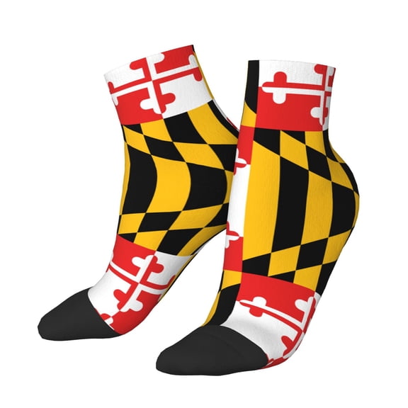 Women's Men's Maryland Flag Lightweight Ventilation Quarter Ankle Socks