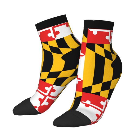 Women's Men's Maryland Flag Lightweight Ventilation Quarter Ankle Socks