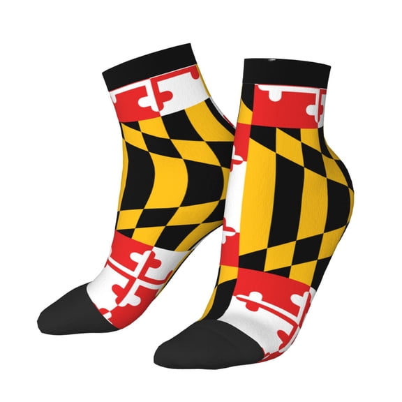 Women's Men's Maryland Flag Lightweight Ventilation Quarter Ankle Socks