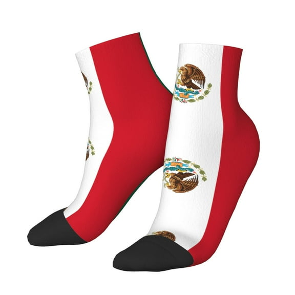 Women's Men's Mexican Flag Lightweight Ventilation Quarter Ankle Socks