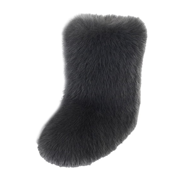 Women's Men's Mid Calf Fuzzy Boots Fluffy Round Toe Snow Booties Comfortable Plush Warm Outdoor Indoor Flat Shoes Gray Size 8