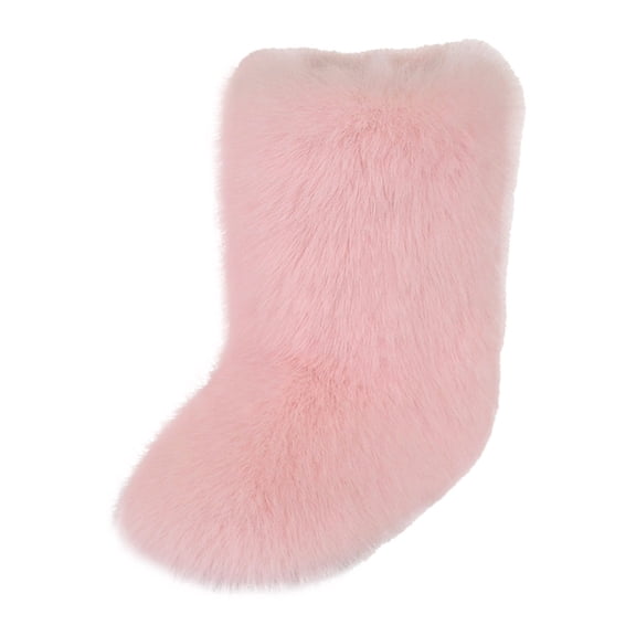 Women's Men's Mid Calf Fuzzy Boots Fluffy Round Toe Snow Booties Comfortable Plush Warm Outdoor Indoor Flat Shoes Pink Size 10