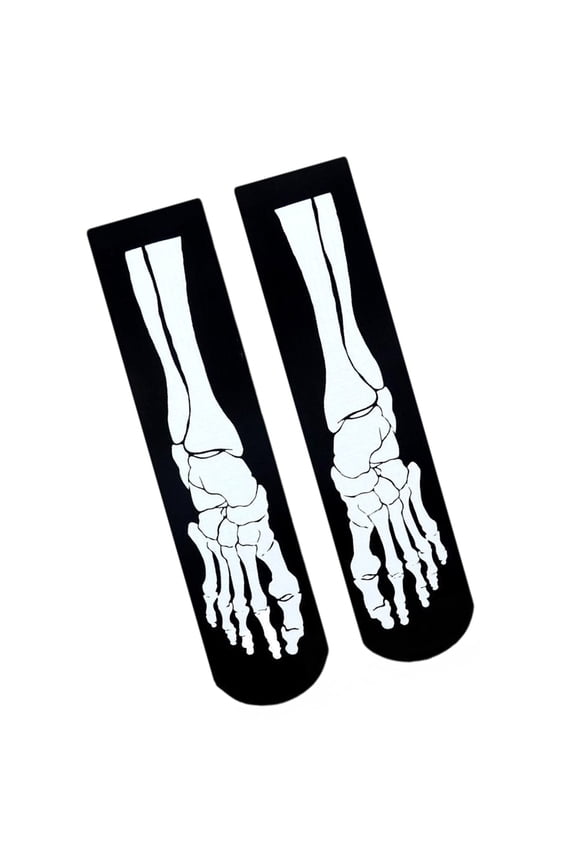 Women's Men's Middle Calf Socks Halloween Skeleton Bone Pattern Cosplay Party Costume Middle Tube Socks Hosiery Gift