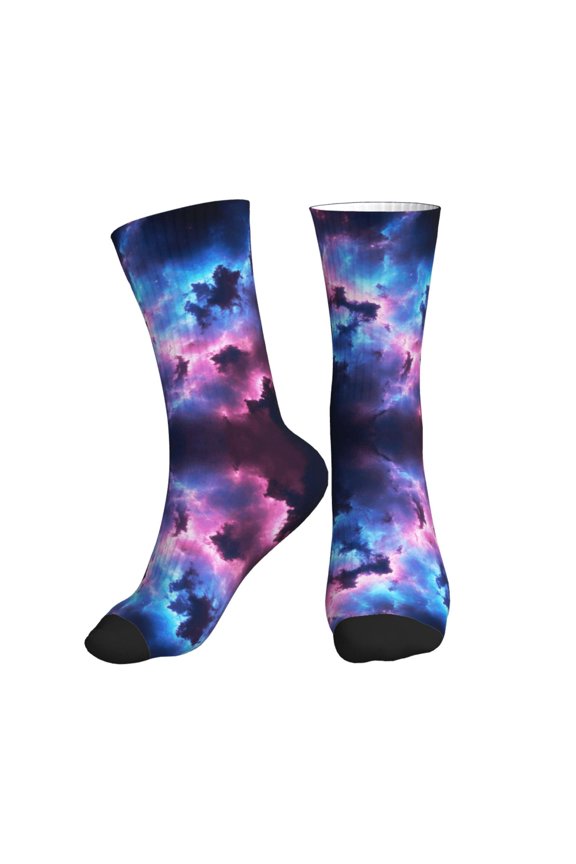 Women's Men's Outer Space Galaxy Colorful Novelty Pattern Crew Athletic Socks