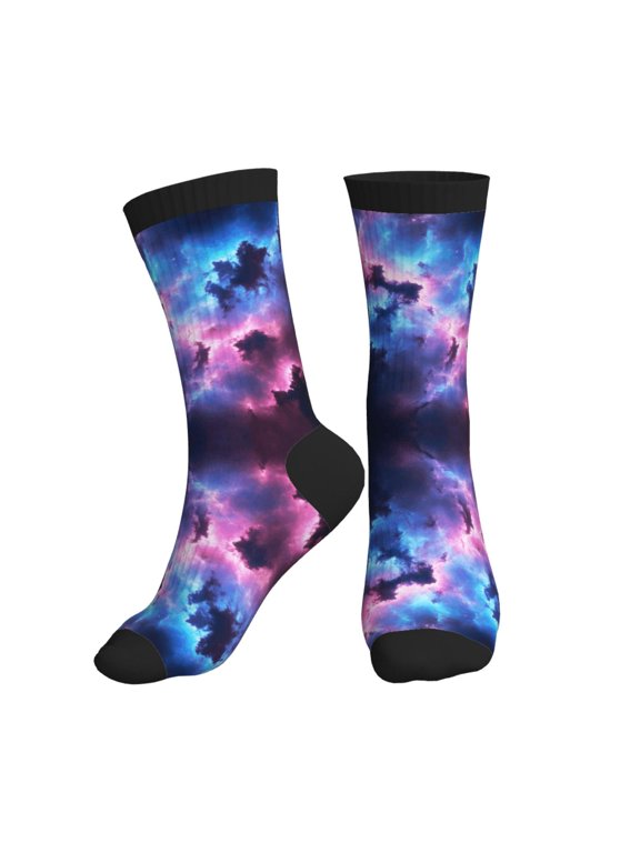 Women's Men's Outer Space Galaxy Colorful Novelty Pattern Crew Athletic Socks