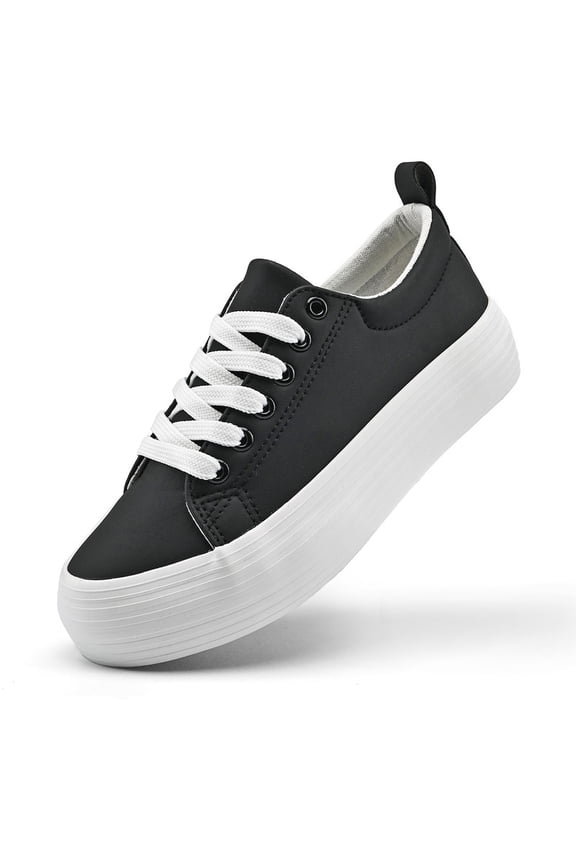 Women’s Men’s Platform Sneakers Low Top PU Leather Shoe Casual Breathable Lace Up Shoes Fashion Platform Walking Sneakers
