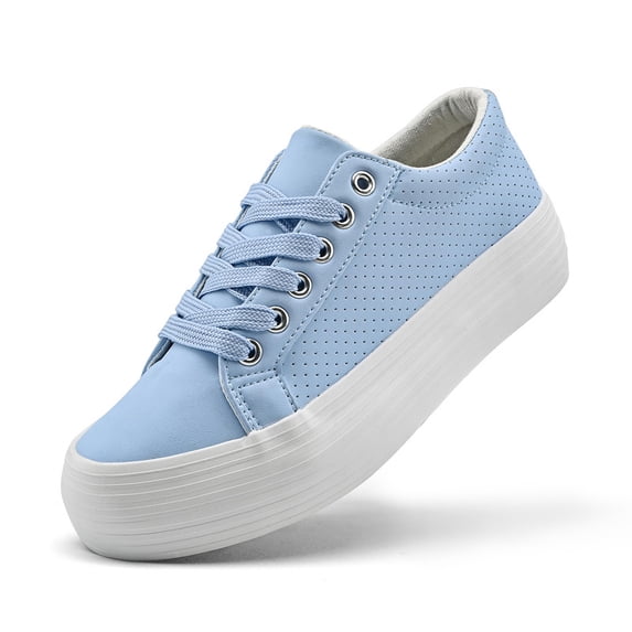 Women’s Men’s Platform Sneakers Low Top PU Leather Shoe Casual Breathable Lace Up Shoes Fashion Platform Walking Sneakers