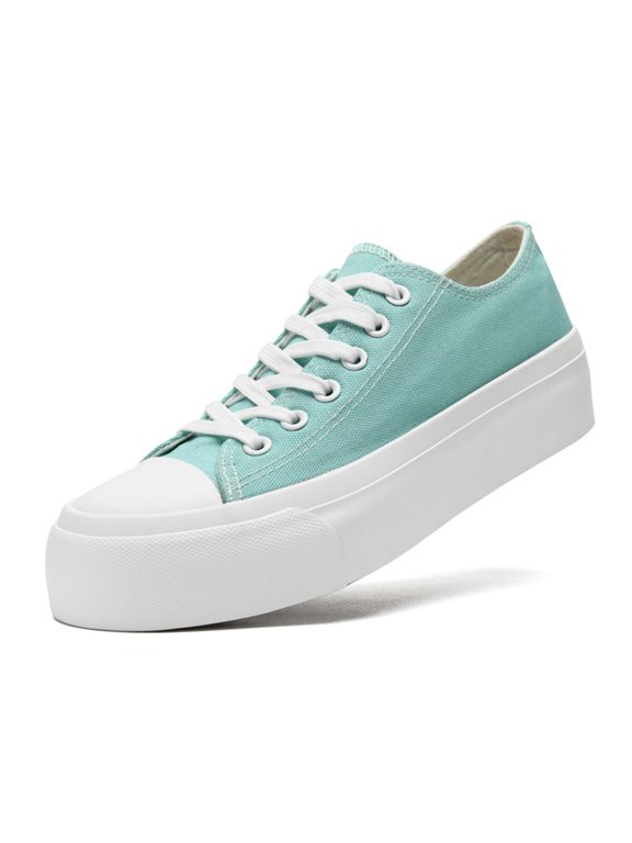 Women’s Men’s Platform Sneakers Low Top Canvas Shoes Unisex Adults Lace Up Casual Shoes Breathable Platform Walking Sneakers