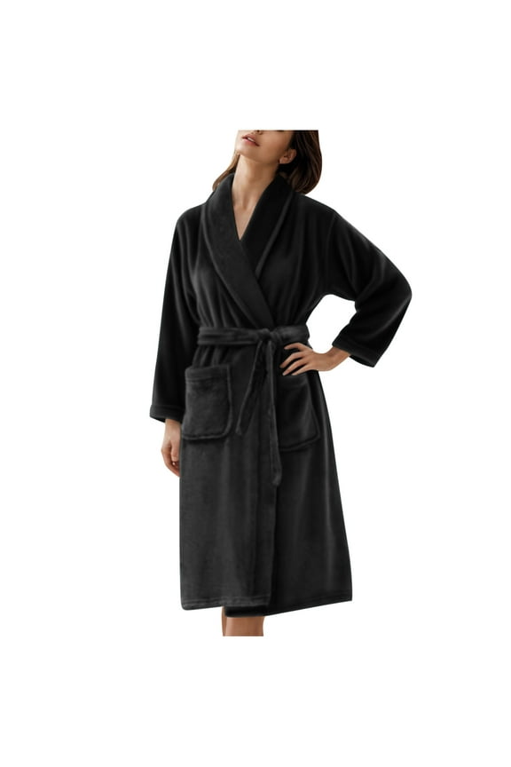 Women’s & Men’s Plush Fleece Bathrobe – Quick-Drying Lightweight Robe (2025 Spa & Winter Essential)