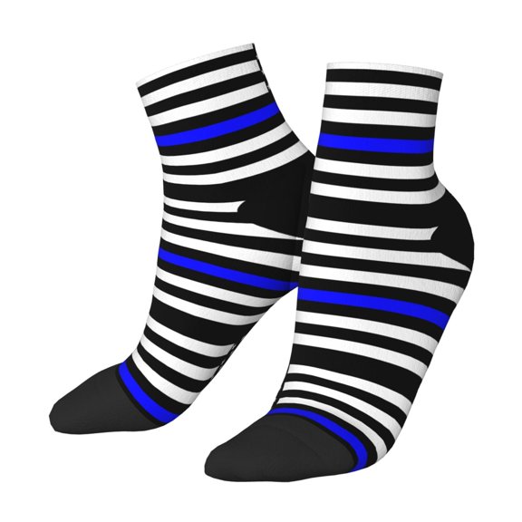 Women's Men's Police Thin Blue Line Flag Lightweight Ventilation Quarter Ankle Socks