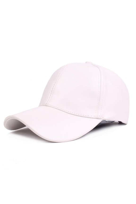 Women's Men's Pure Color PU Leather Baseball Cap Adjustable Trucker Hat Golf Hat