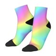 thumbnail image 1 of Women's Men's Rainbow Stripe Lightweight Ventilation Quarter Ankle Socks, 1 of 1