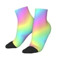 thumbnail image 1 of Women's Men's Rainbow Stripe Lightweight Ventilation Quarter Ankle Socks, 1 of 1