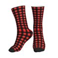 thumbnail image 1 of Women's Men's Red Black Buffalo Check Plaid Pattern Colorful Novelty Pattern Crew Athletic Socks, 1 of 7