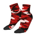 thumbnail image 1 of Women's Men's Red Camouflage Lightweight Ventilation Quarter Ankle Socks, 1 of 7