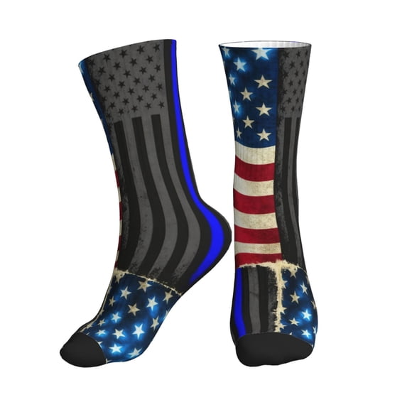 Women's Men's Retro America-Flag Colorful Novelty Pattern Crew Athletic Socks