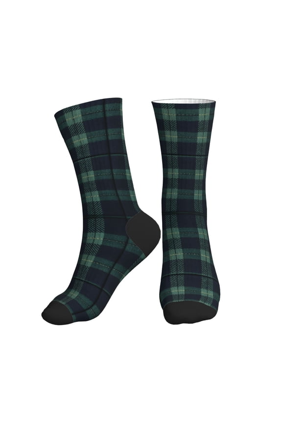 Women's Men's Scottish Tartan Plaid Colorful Novelty Pattern Crew Athletic Socks
