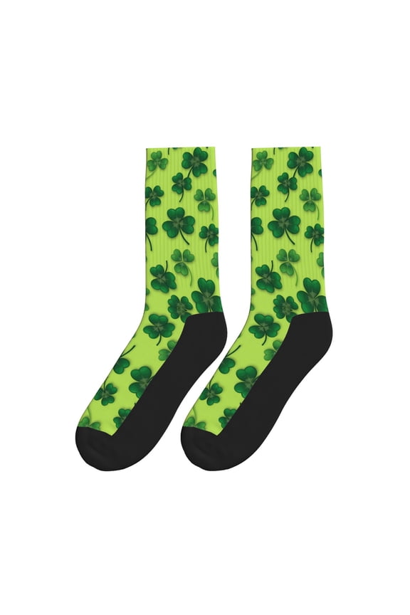 Women's Men's Shamrock Clovers Novelty Athletic Socks Casual Crew Socks