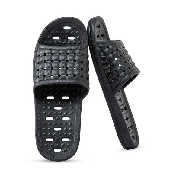 Women's Men's Shower Shoes,Non Slip Thick Cushion Quick Drying Bathroom Slippers for Women Grey Black